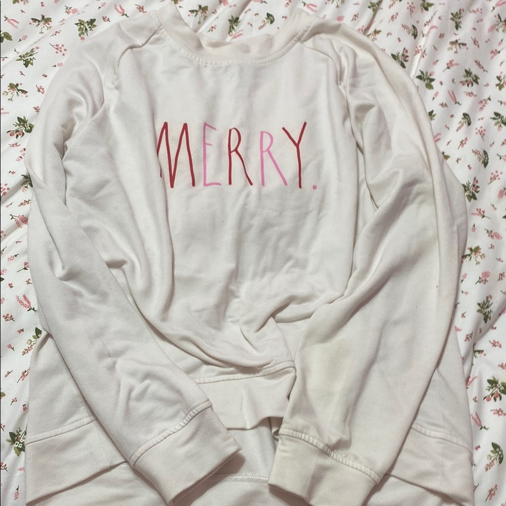 Rae Dunn White 'Merry' Sweatshirt